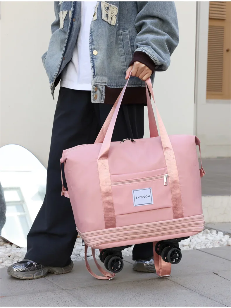 Travel Bag, Backpack Large-Capacity Disassembly Universal Wheel Storage Bag, Duffel Bag Portable Multi-Layer Checked With Wheel