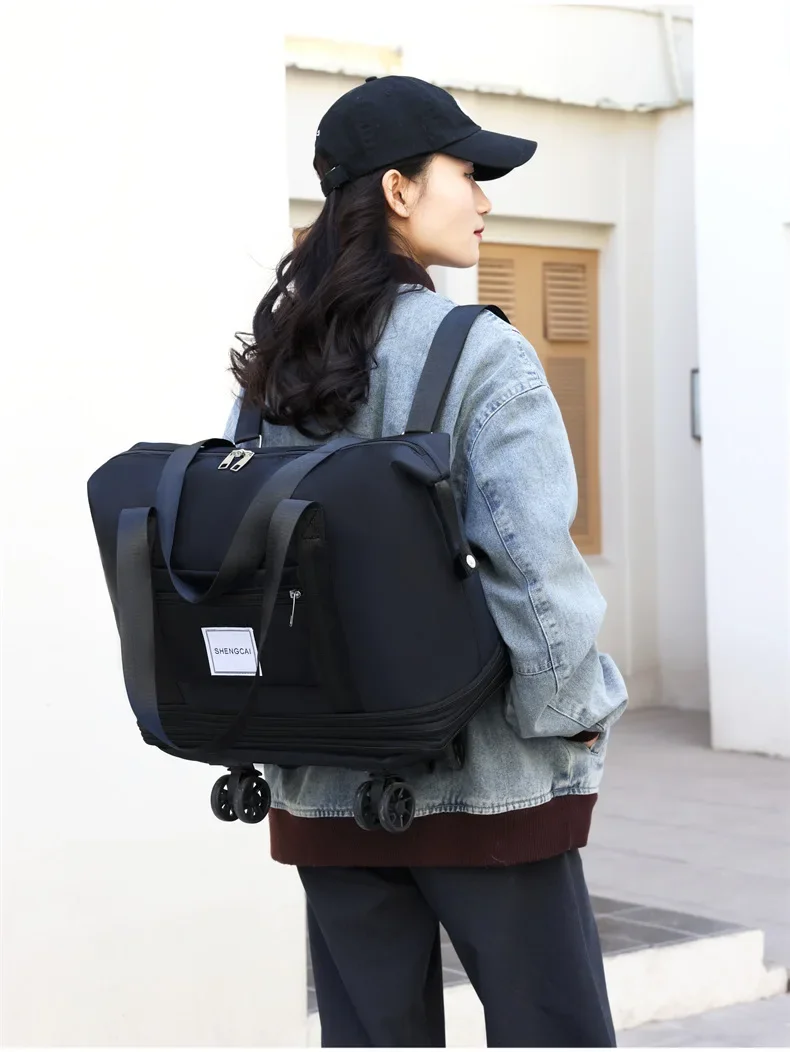 Travel Bag, Backpack Large-Capacity Disassembly Universal Wheel Storage Bag, Duffel Bag Portable Multi-Layer Checked With Wheel