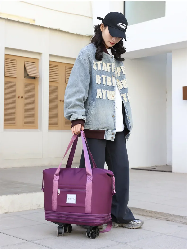 Travel Bag, Backpack Large-Capacity Disassembly Universal Wheel Storage Bag, Duffel Bag Portable Multi-Layer Checked With Wheel