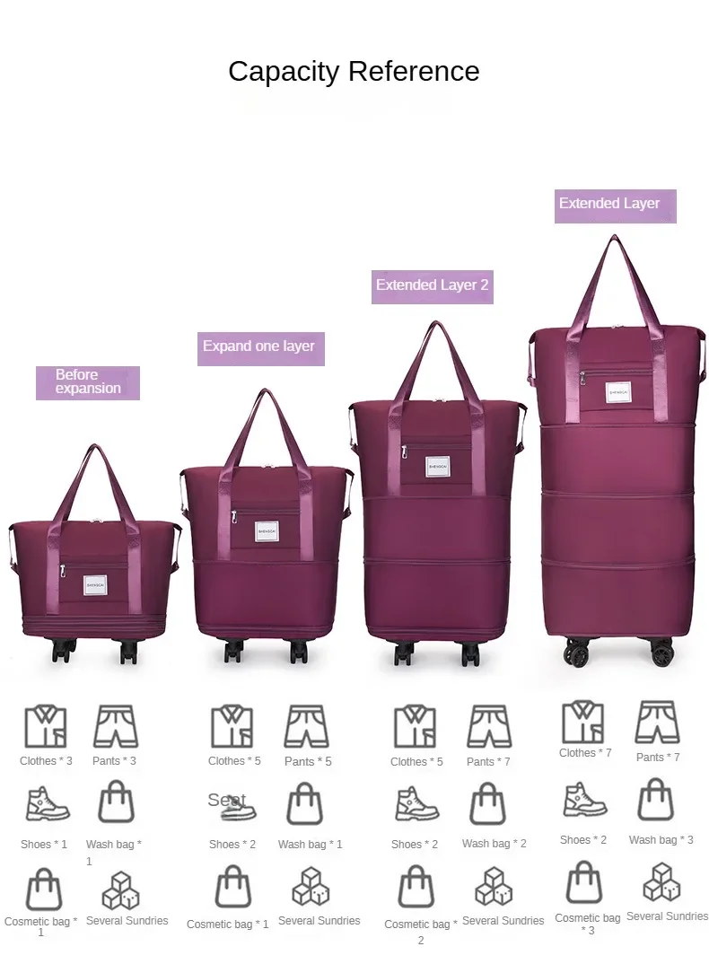 Travel Bag, Backpack Large-Capacity Disassembly Universal Wheel Storage Bag, Duffel Bag Portable Multi-Layer Checked With Wheel