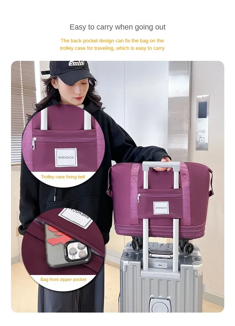 Travel Bag, Backpack Large-Capacity Disassembly Universal Wheel Storage Bag, Duffel Bag Portable Multi-Layer Checked With Wheel