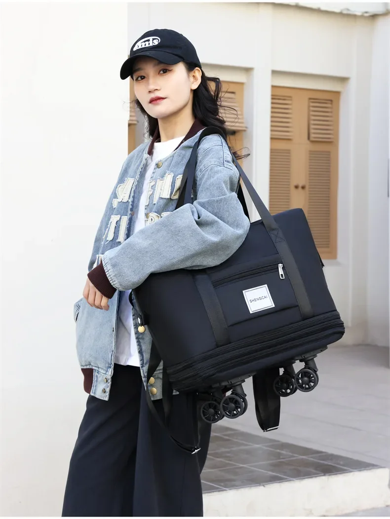 Travel Bag, Backpack Large-Capacity Disassembly Universal Wheel Storage Bag, Duffel Bag Portable Multi-Layer Checked With Wheel