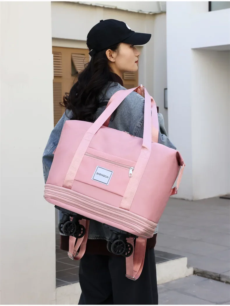 Travel Bag, Backpack Large-Capacity Disassembly Universal Wheel Storage Bag, Duffel Bag Portable Multi-Layer Checked With Wheel