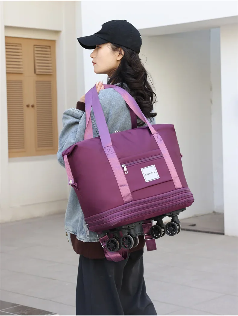 Travel Bag, Backpack Large-Capacity Disassembly Universal Wheel Storage Bag, Duffel Bag Portable Multi-Layer Checked With Wheel