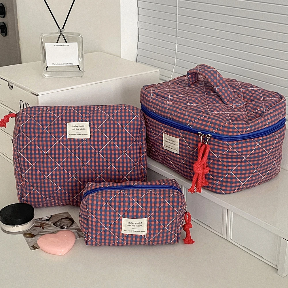 Wholesale 3 Bags Set Fashion Women Classic Cosmetic Bag Large Capacity Toiletry Makeup Organizer Pouch Ladies Zipper Quilted Bag