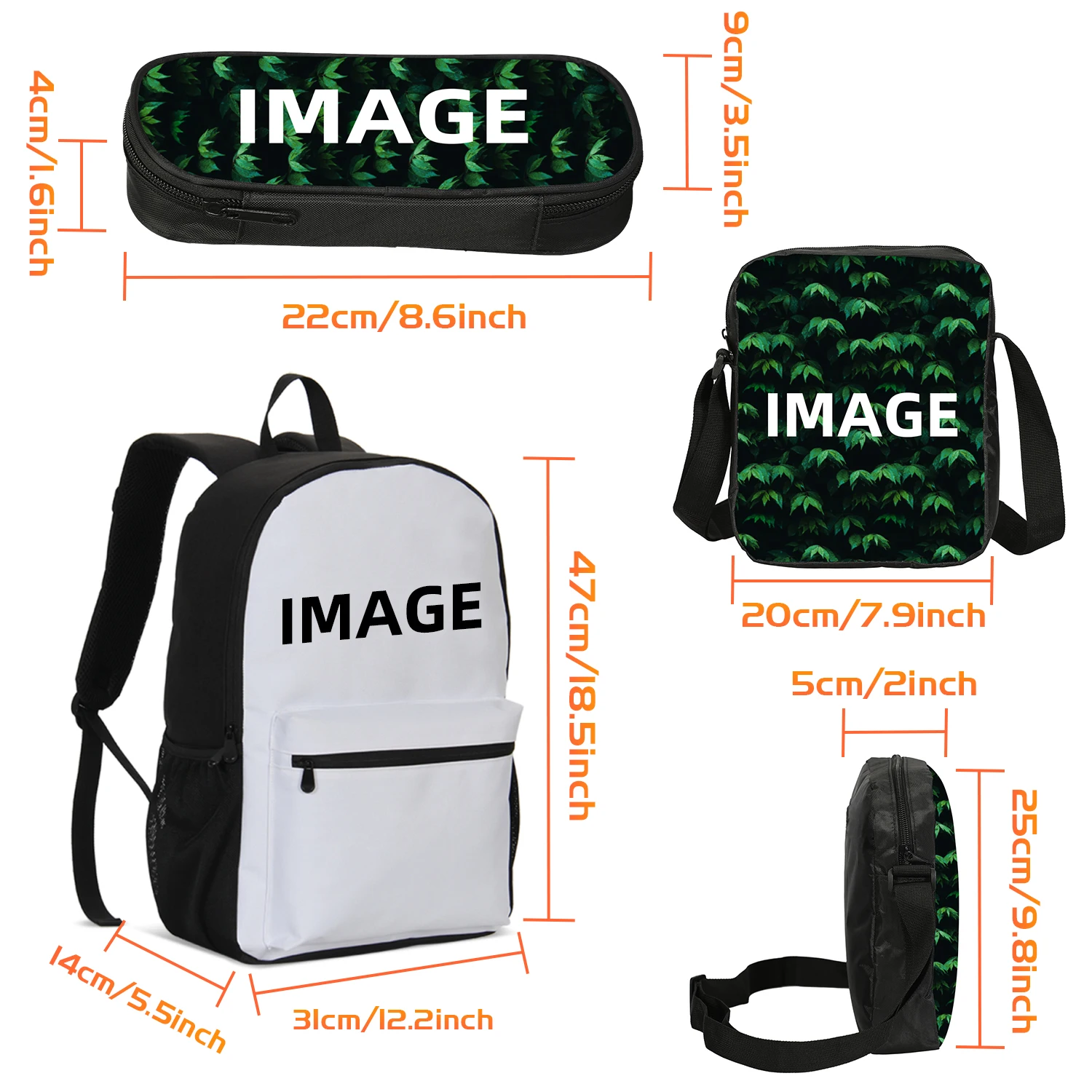 Murder Drones 3pcs Set Backpack 47cm/18.5inch Large Capacity Backpack Shoulder Bag Pencil Case Book Bags for Boys Girl Best Gift