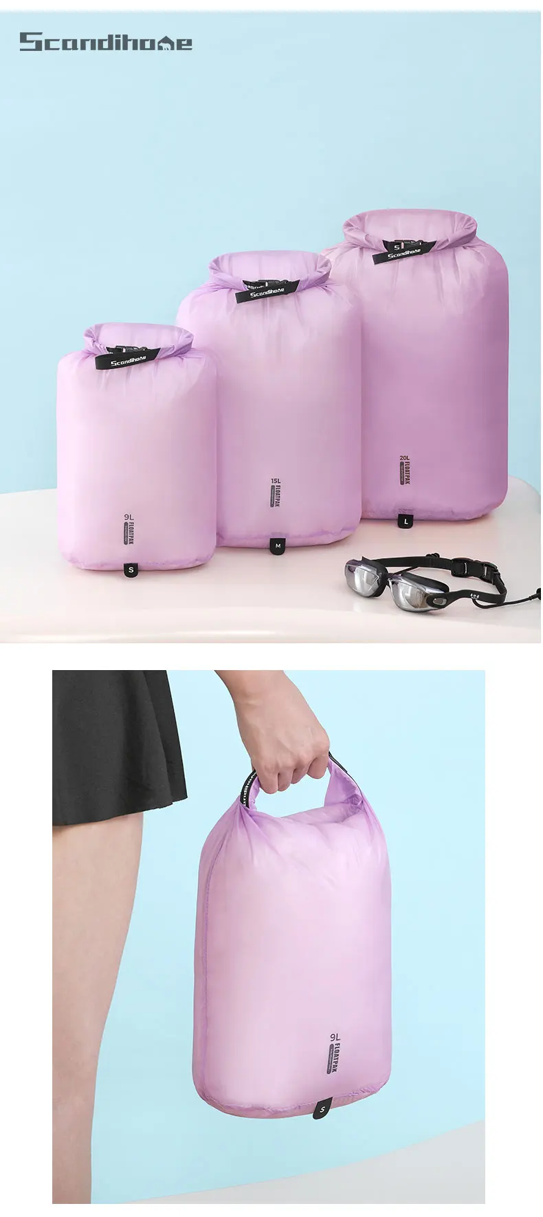 Ultralight Waterproof Dry Bag Travel Storage Pouch Clothes Organizer Sack Compression Packing Cube for Camping Hiking Swimming