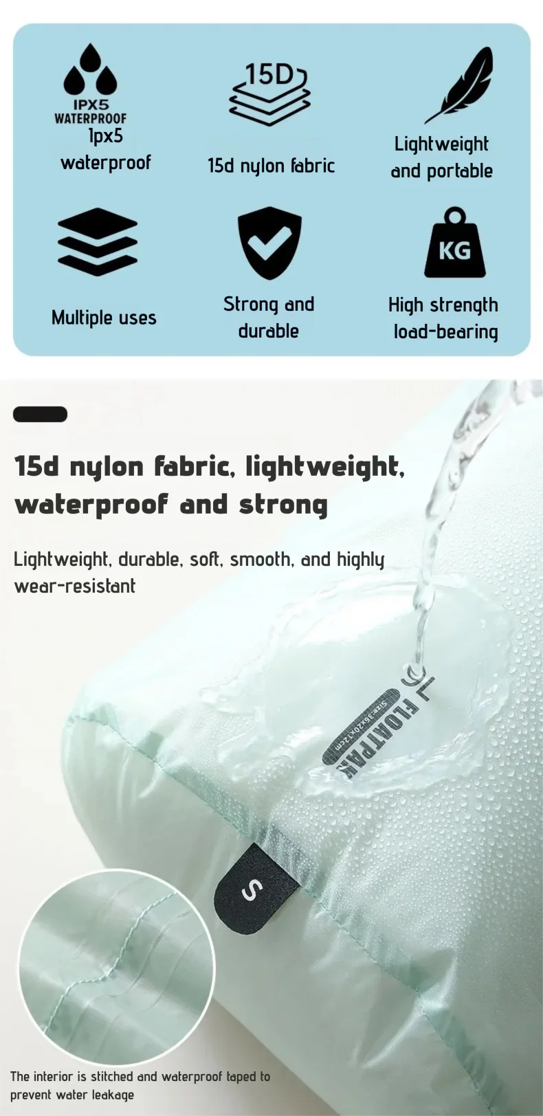 Ultralight Waterproof Dry Bag Travel Storage Pouch Clothes Organizer Sack Compression Packing Cube for Camping Hiking Swimming
