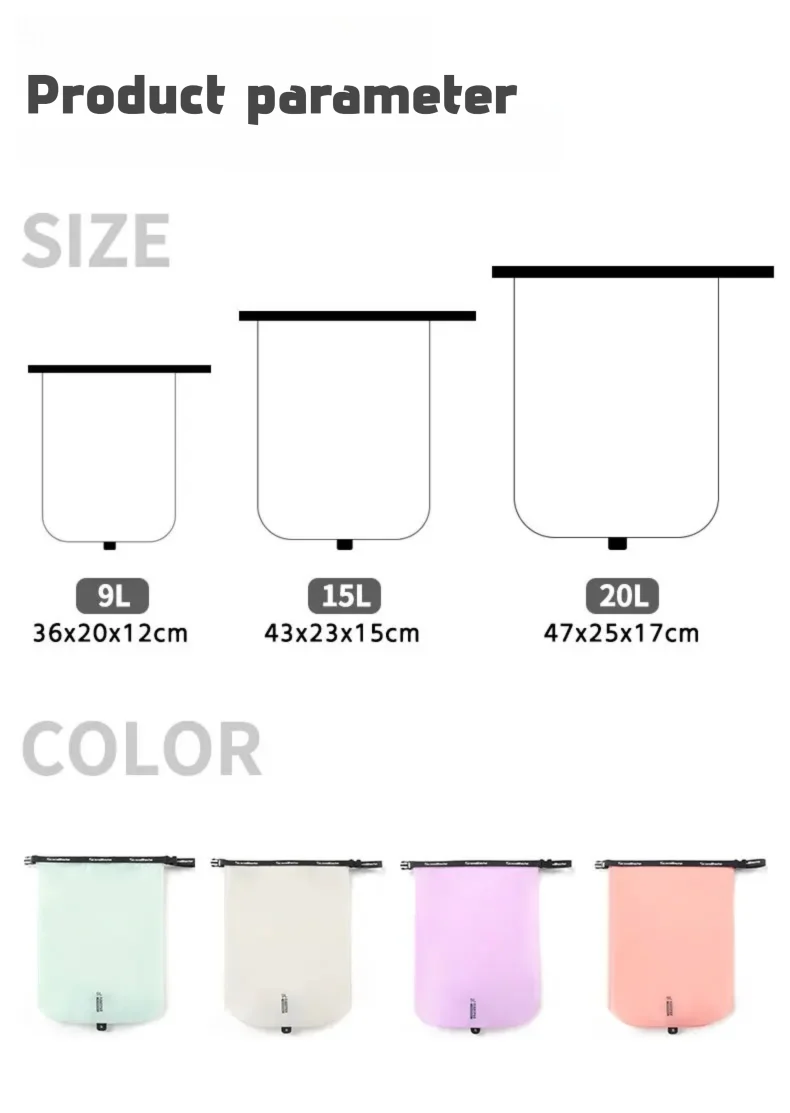 Ultralight Waterproof Dry Bag Travel Storage Pouch Clothes Organizer Sack Compression Packing Cube for Camping Hiking Swimming