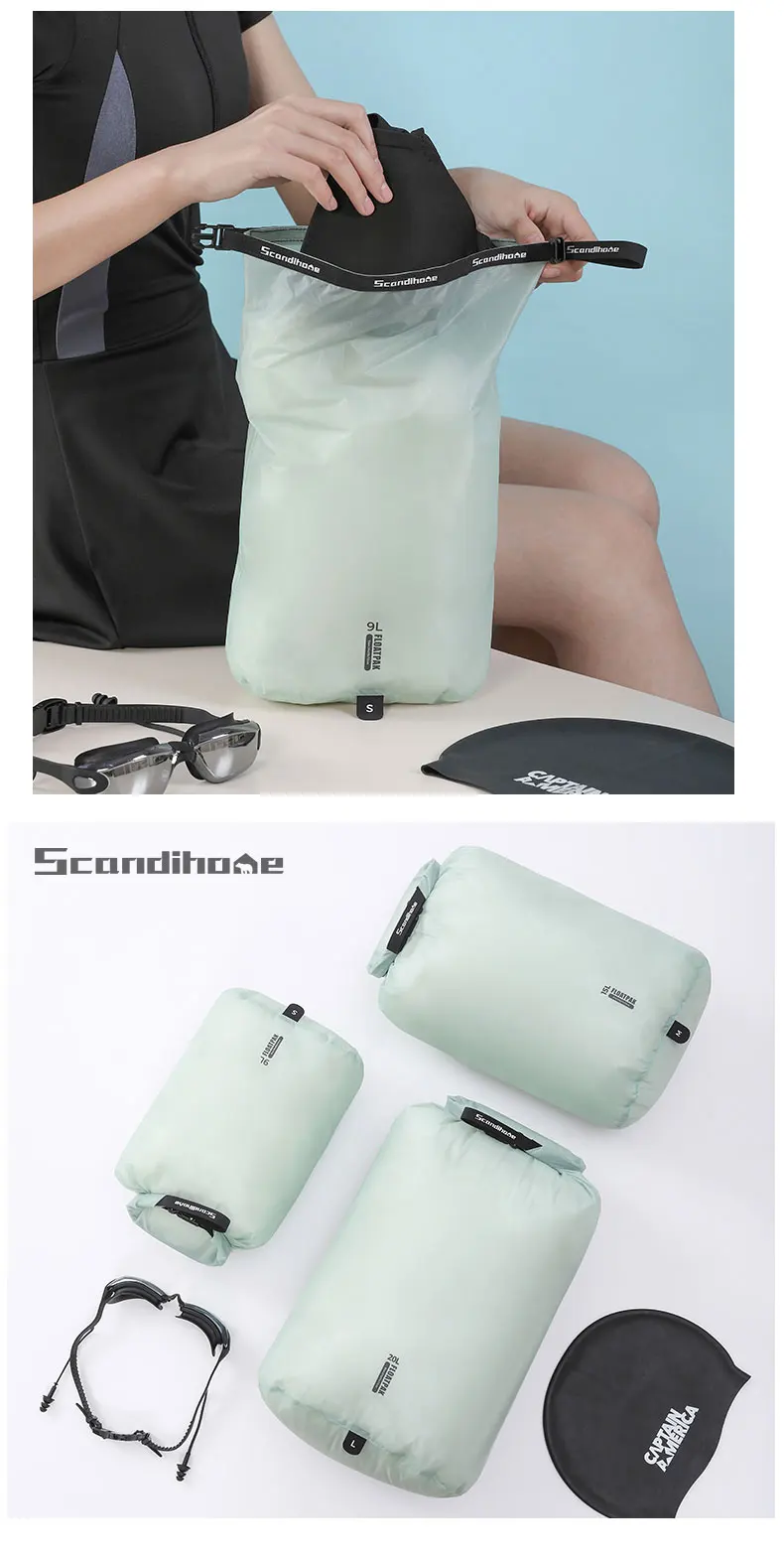 Ultralight Waterproof Dry Bag Travel Storage Pouch Clothes Organizer Sack Compression Packing Cube for Camping Hiking Swimming