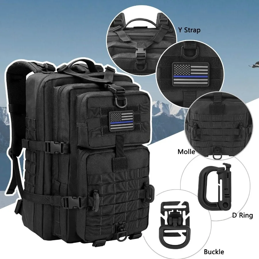 50L/30L Backpack Military Assault Pack For Men, 3 Day Bug Out Bag Molle DaypackFor Camping Outdoor Sport Rucksack Backpacks