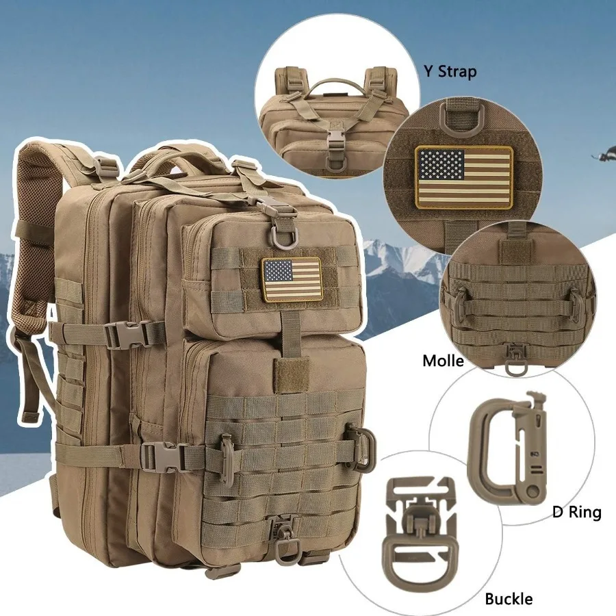 50L/30L Backpack Military Assault Pack For Men, 3 Day Bug Out Bag Molle DaypackFor Camping Outdoor Sport Rucksack Backpacks