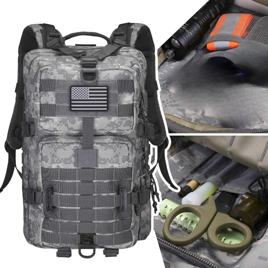 50L/30L Backpack Military Assault Pack For Men, 3 Day Bug Out Bag Molle DaypackFor Camping Outdoor Sport Rucksack Backpacks