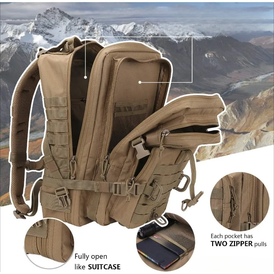 50L/30L Backpack Military Assault Pack For Men, 3 Day Bug Out Bag Molle DaypackFor Camping Outdoor Sport Rucksack Backpacks