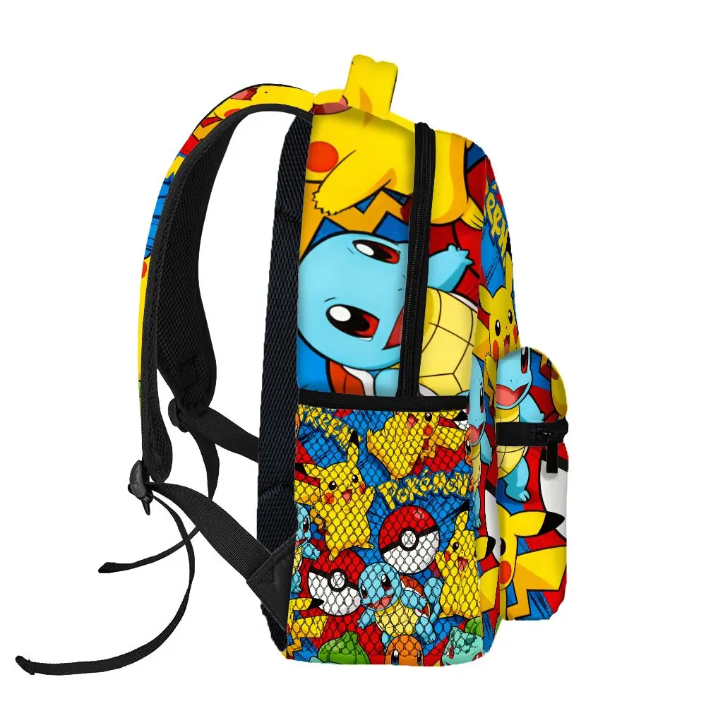 Pikachu Backpack, Anime Print School Bookbag, Lightweight Travel Backpack with Mesh Pockets