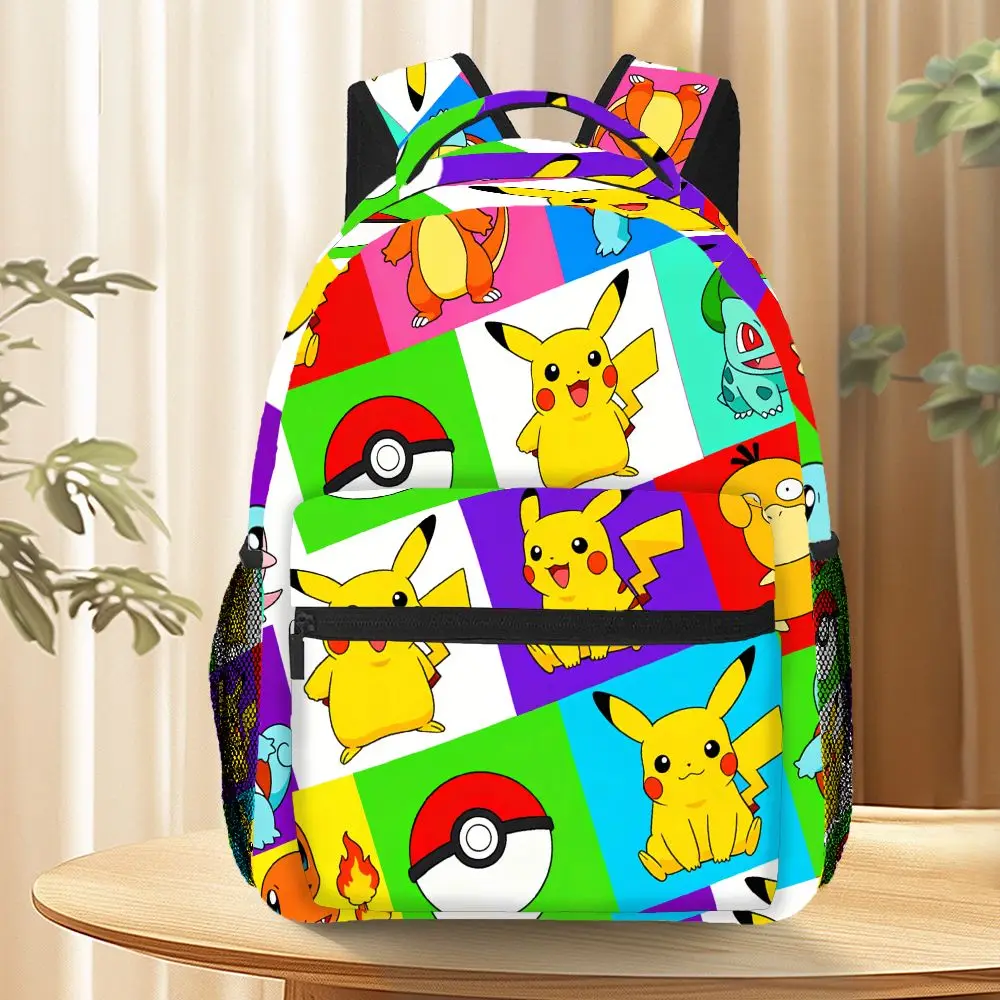 Pikachu Backpack, Anime Print School Bookbag, Lightweight Travel Backpack with Mesh Pockets