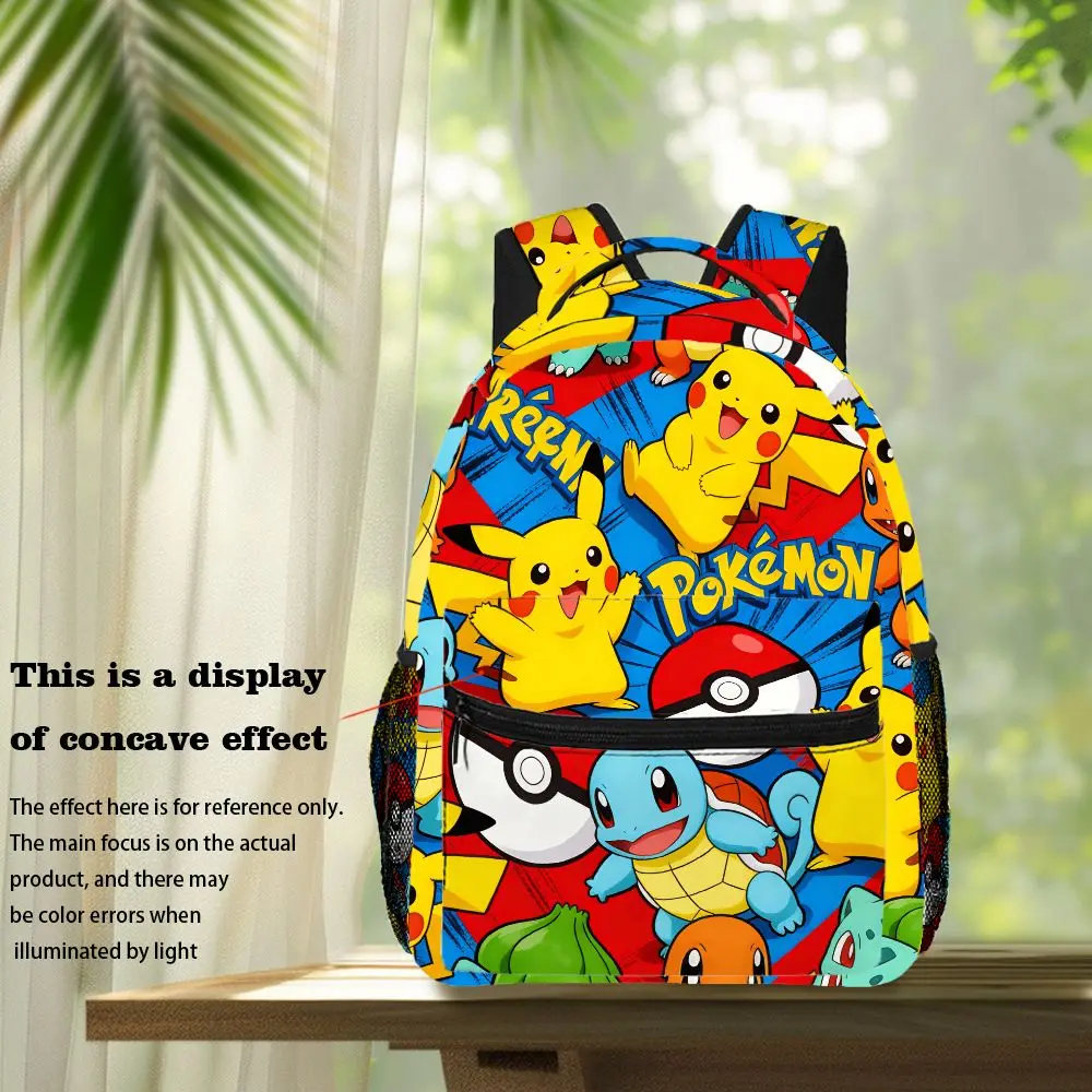 Pikachu Backpack, Anime Print School Bookbag, Lightweight Travel Backpack with Mesh Pockets