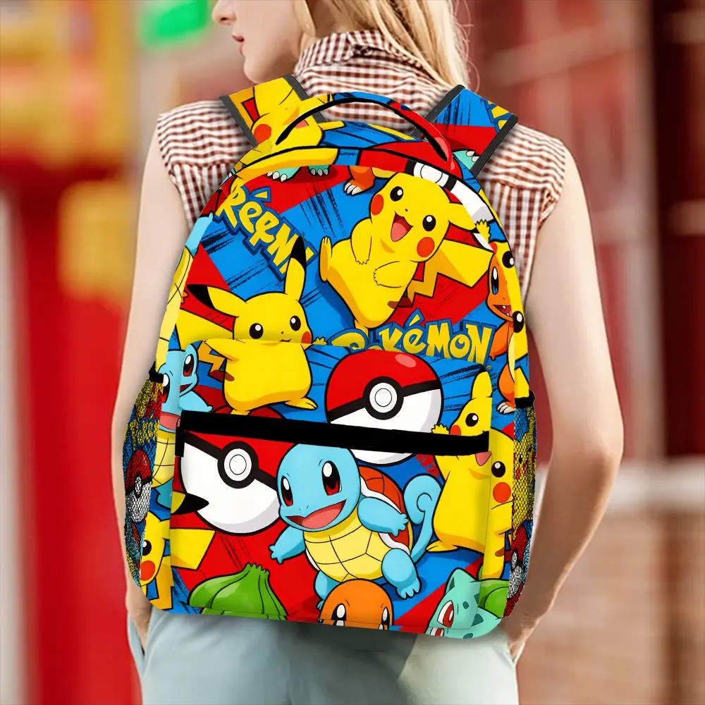 Pikachu Backpack, Anime Print School Bookbag, Lightweight Travel Backpack with Mesh Pockets