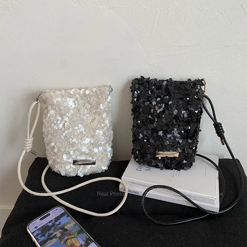 LEFTSIDE Mini Sequins Shoulder Bags for Women 2025 Designer New Evening Party Bling Bling Crossbody Bag Handbags and Purses