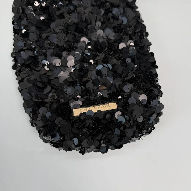 LEFTSIDE Mini Sequins Shoulder Bags for Women 2025 Designer New Evening Party Bling Bling Crossbody Bag Handbags and Purses