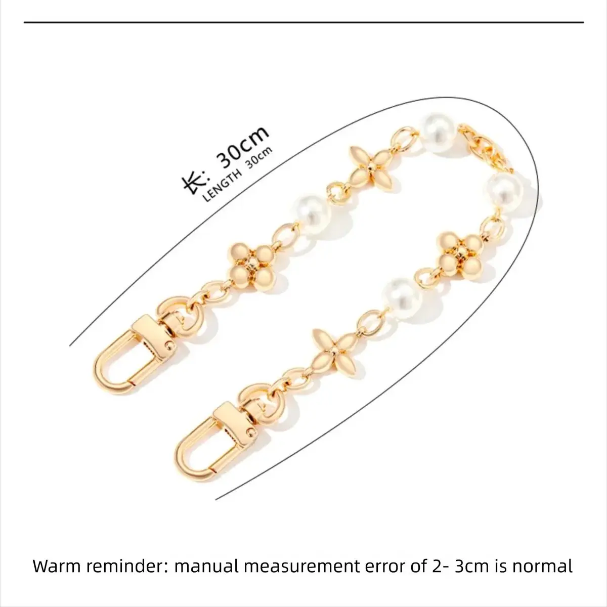 HOLIN Pearl Pendant Chain For Speedy Nano HIgh Qualtiy Metal Four-Leaf Clover Pearl Decorative Bag Chain Accessory 30cm