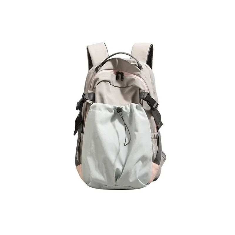 Fashion Nylon Backpack with Drawstring Side Pocket Adjustable Padded Straps for Outdoor Daily Use Large Capacity Shoulder Bag