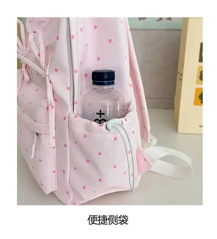New Y2k Cute Polka Dot Backpack Sweet Girl Bow Small Knapsack Large Capacity Students Schoolbag Women's Fashion Outdoor Rucksack