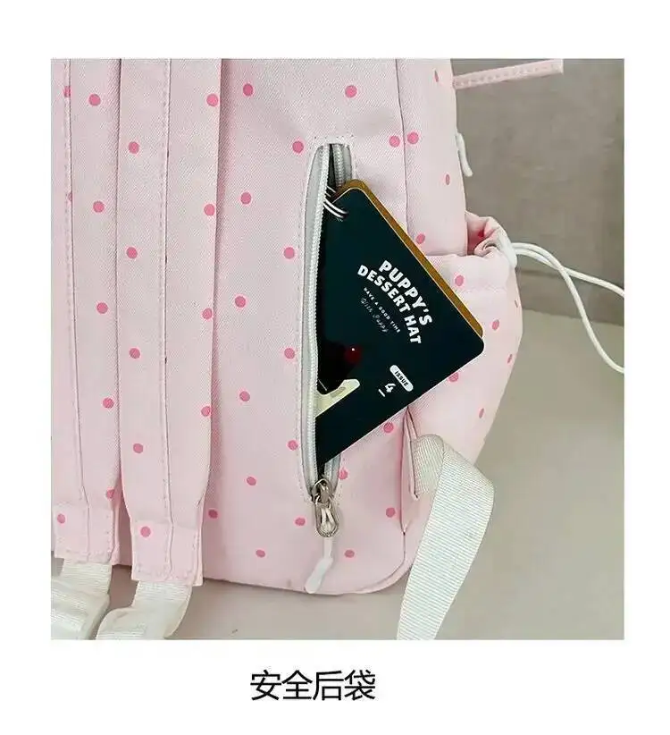 New Y2k Cute Polka Dot Backpack Sweet Girl Bow Small Knapsack Large Capacity Students Schoolbag Women's Fashion Outdoor Rucksack
