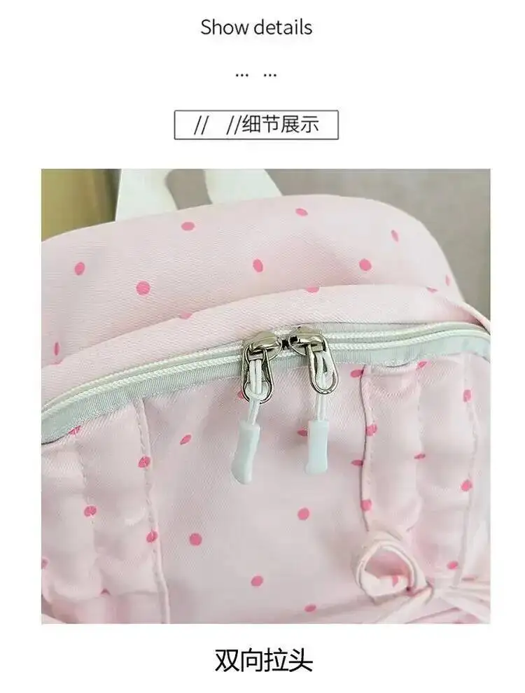 New Y2k Cute Polka Dot Backpack Sweet Girl Bow Small Knapsack Large Capacity Students Schoolbag Women's Fashion Outdoor Rucksack