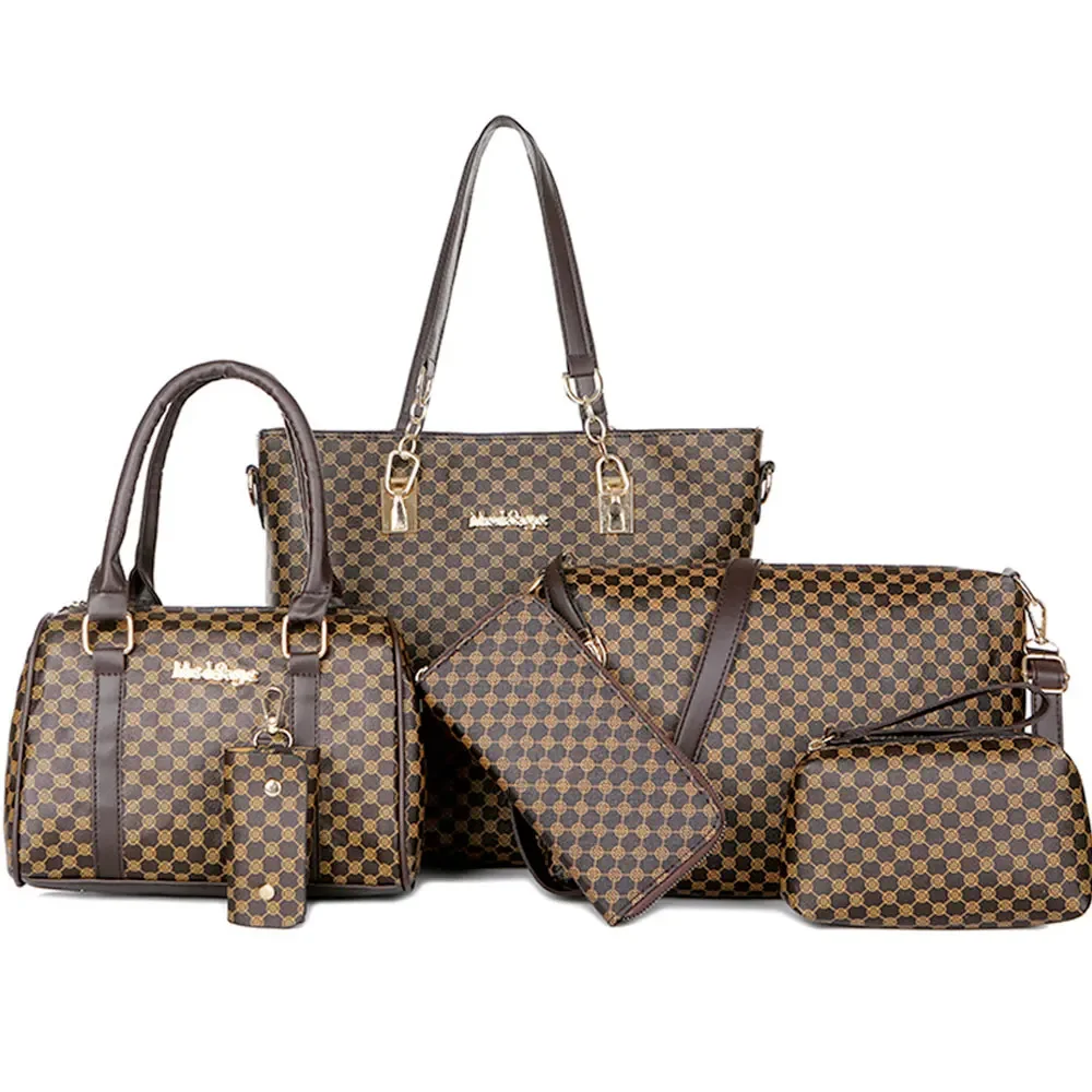 6PCS Large Capacity Tote Bags Set Women Fashion Shoulder Bag Crossbody Bag Minimalist Floral Print Handbags for Women