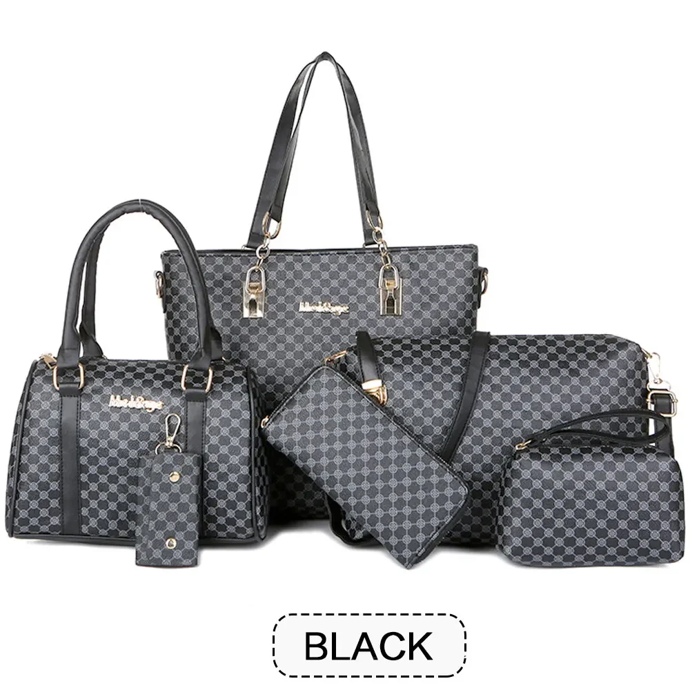 6PCS Large Capacity Tote Bags Set Women Fashion Shoulder Bag Crossbody Bag Minimalist Floral Print Handbags for Women
