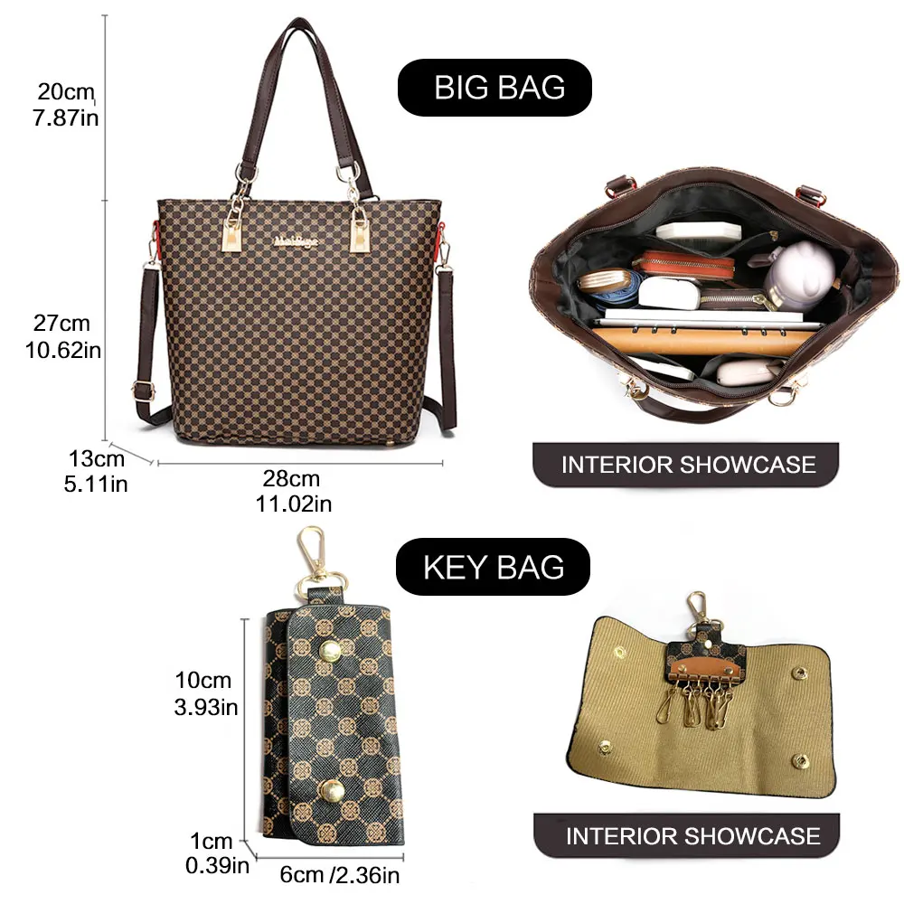 6PCS Large Capacity Tote Bags Set Women Fashion Shoulder Bag Crossbody Bag Minimalist Floral Print Handbags for Women