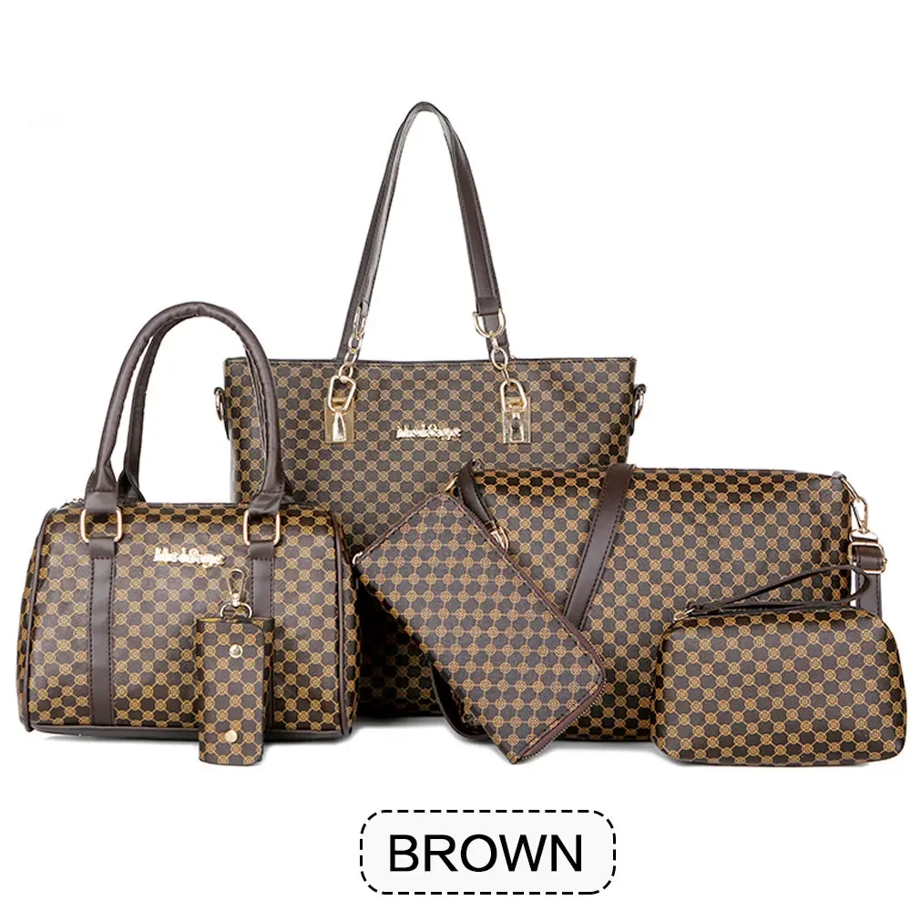 6PCS Large Capacity Tote Bags Set Women Fashion Shoulder Bag Crossbody Bag Minimalist Floral Print Handbags for Women
