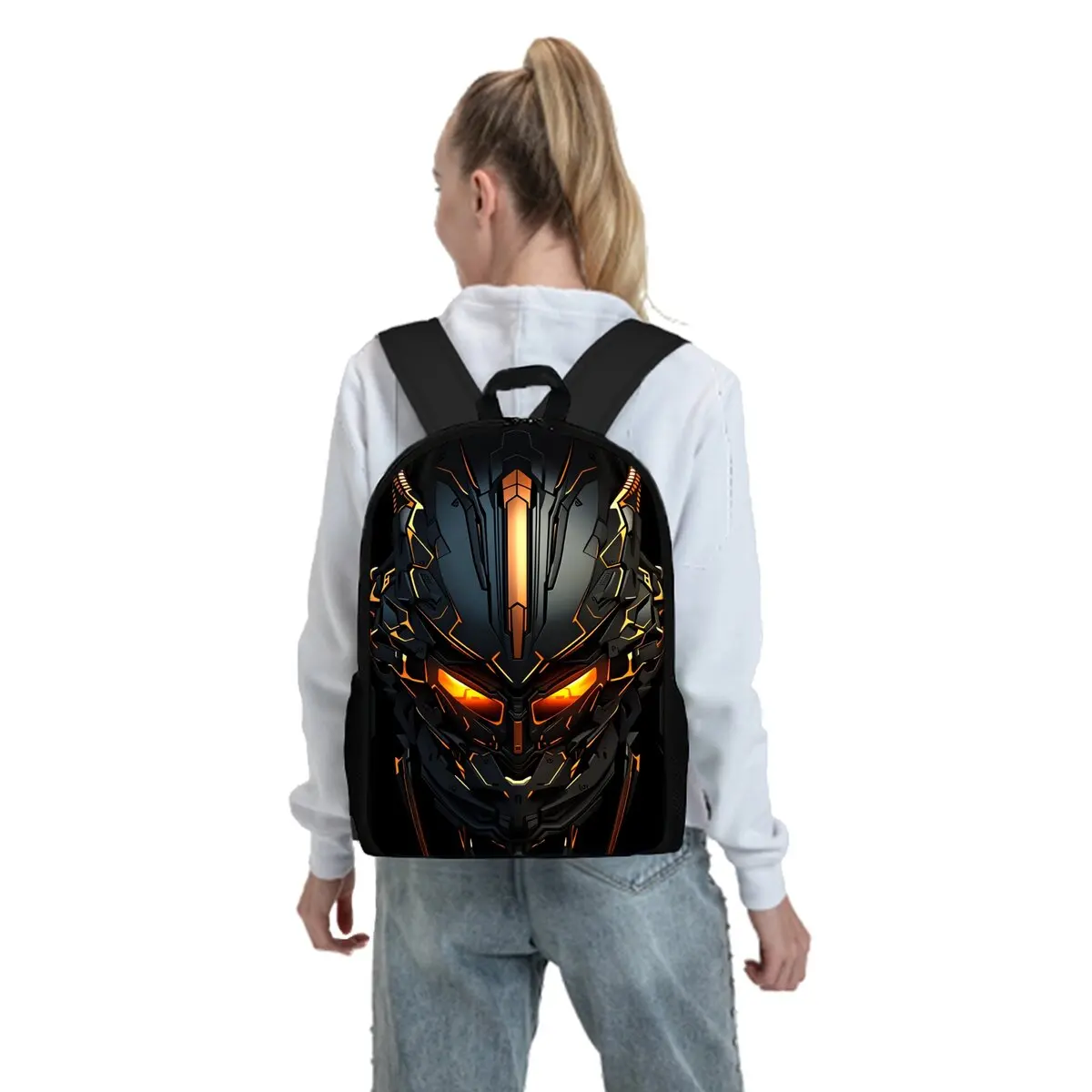 Mechanical Robots Print Three Piece Backpacks Set for Boy and Girls Best Gifts 2D Flat Cartoon School Bag for Children