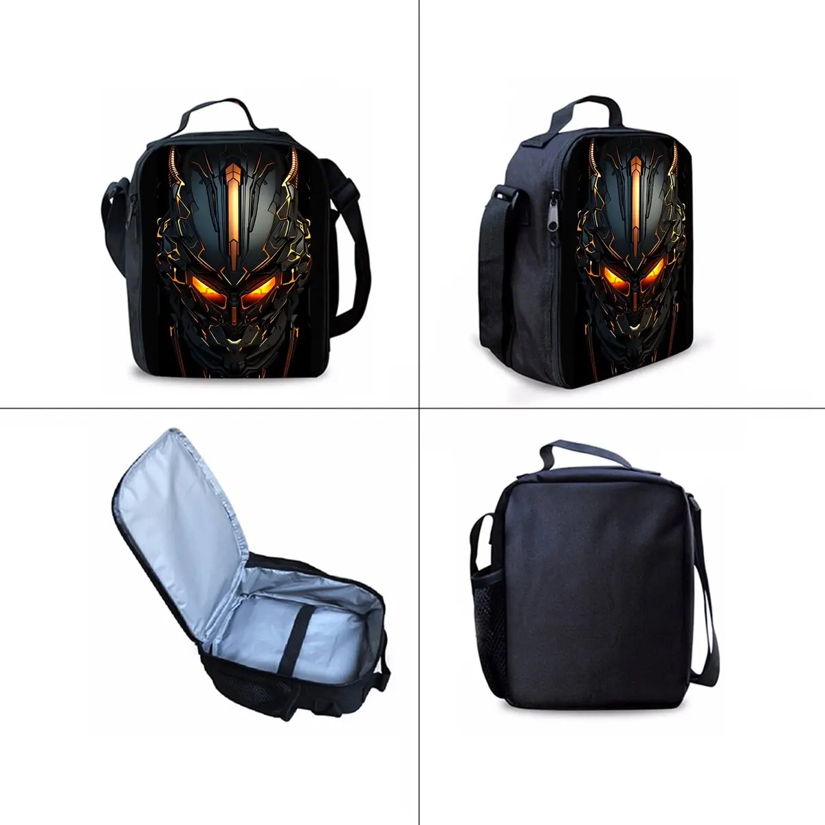 Mechanical Robots Print Three Piece Backpacks Set for Boy and Girls Best Gifts 2D Flat Cartoon School Bag for Children