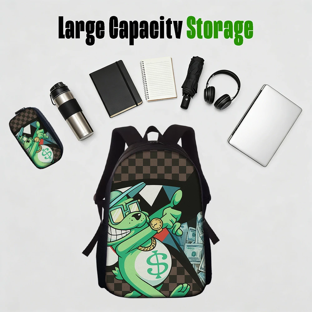 1/2/3/4/5PCS Trendy Shark Graphic Backpack Set | Perfect for School & Daily Adventures