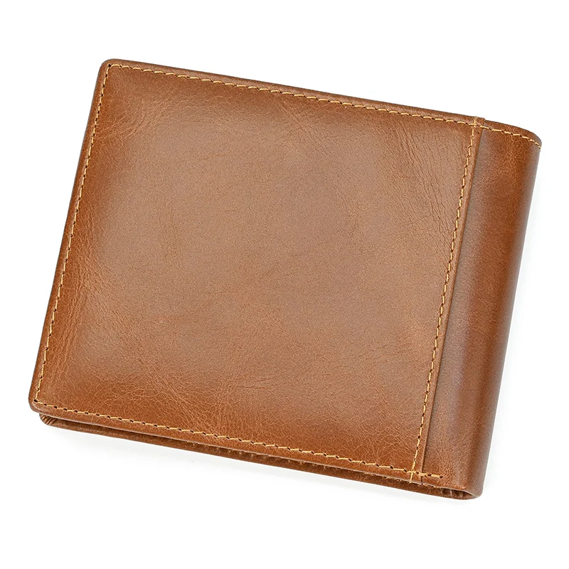 Trifold Men's Leather Wallet Genuine Leather Male Short Purse Real Cowhide Man Leather Wallets 3 Folds Card Holder Coin Purse