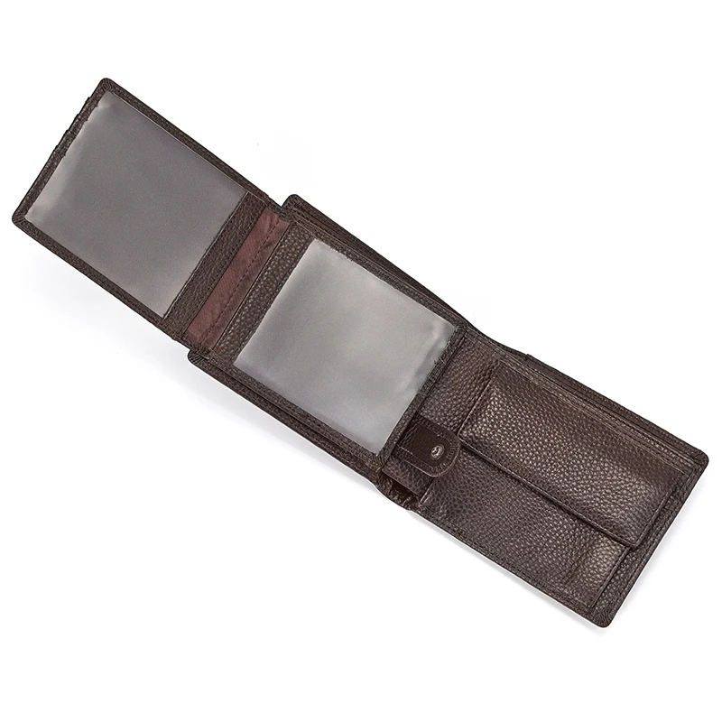 Trifold Men's Leather Wallet Genuine Leather Male Short Purse Real Cowhide Man Leather Wallets 3 Folds Card Holder Coin Purse