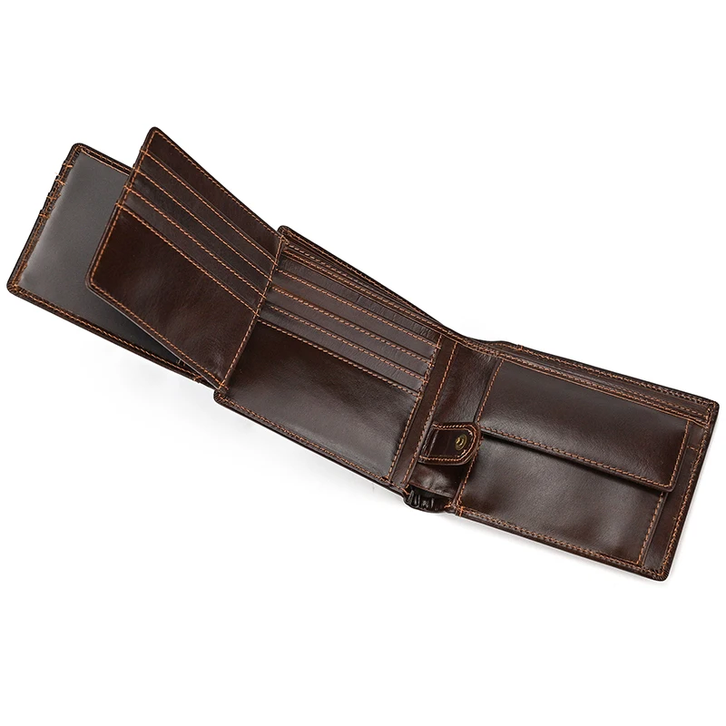 Trifold Men's Leather Wallet Genuine Leather Male Short Purse Real Cowhide Man Leather Wallets 3 Folds Card Holder Coin Purse