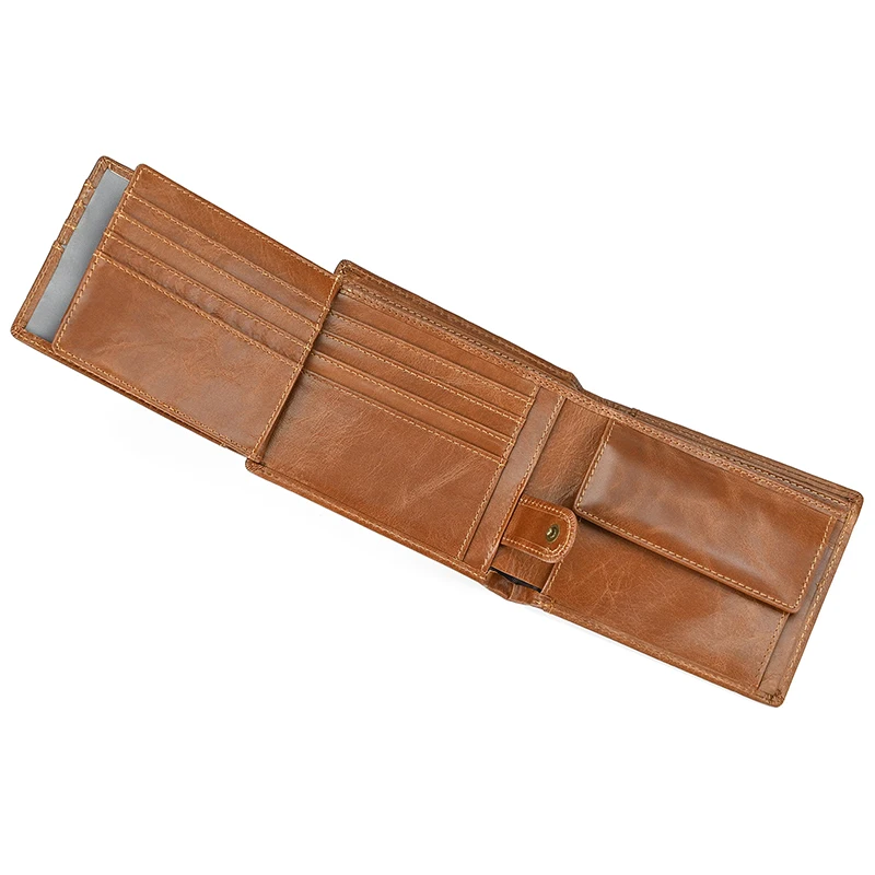 Trifold Men's Leather Wallet Genuine Leather Male Short Purse Real Cowhide Man Leather Wallets 3 Folds Card Holder Coin Purse