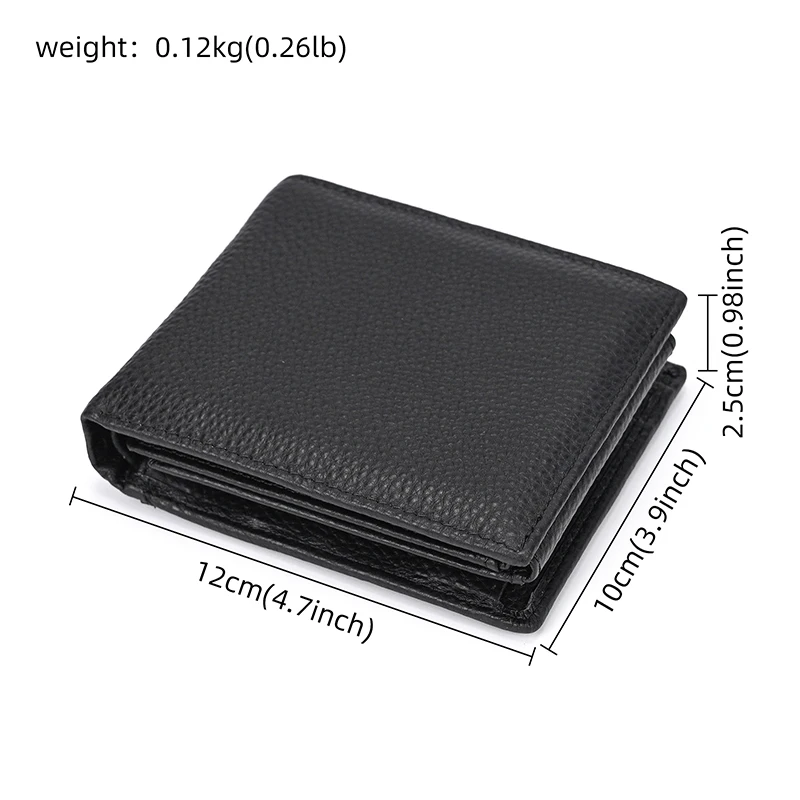 Trifold Men's Leather Wallet Genuine Leather Male Short Purse Real Cowhide Man Leather Wallets 3 Folds Card Holder Coin Purse
