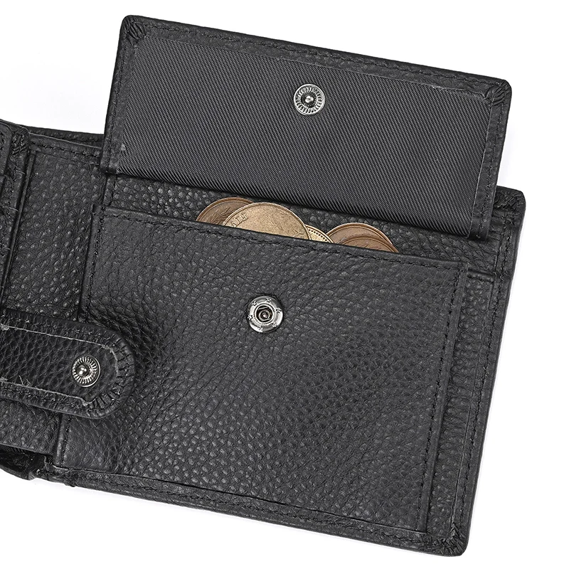 Trifold Men's Leather Wallet Genuine Leather Male Short Purse Real Cowhide Man Leather Wallets 3 Folds Card Holder Coin Purse