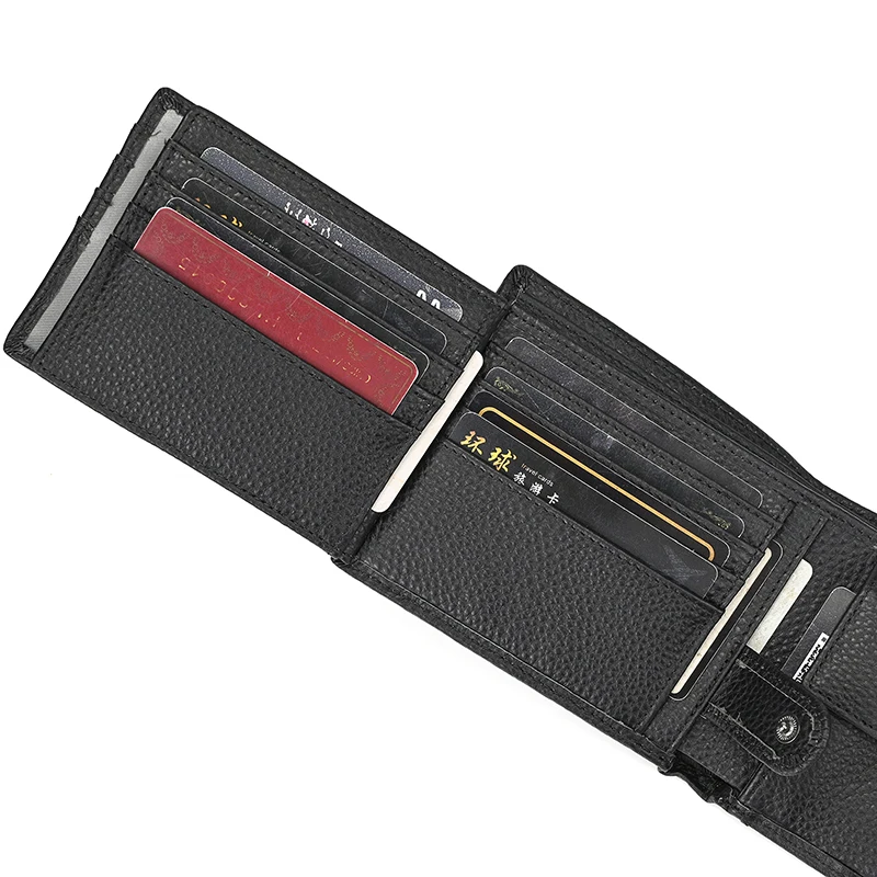 Trifold Men's Leather Wallet Genuine Leather Male Short Purse Real Cowhide Man Leather Wallets 3 Folds Card Holder Coin Purse