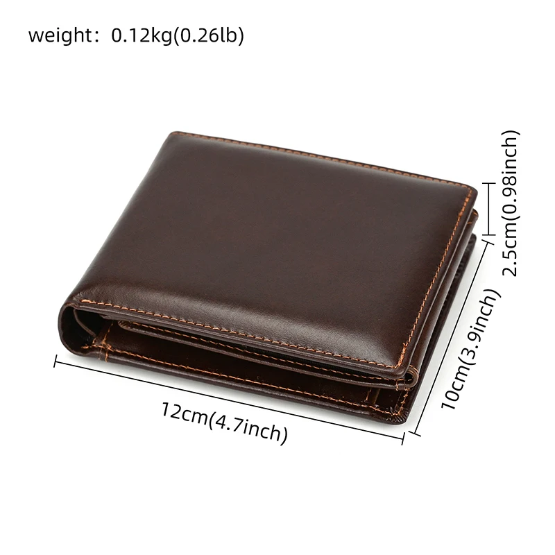 Trifold Men's Leather Wallet Genuine Leather Male Short Purse Real Cowhide Man Leather Wallets 3 Folds Card Holder Coin Purse