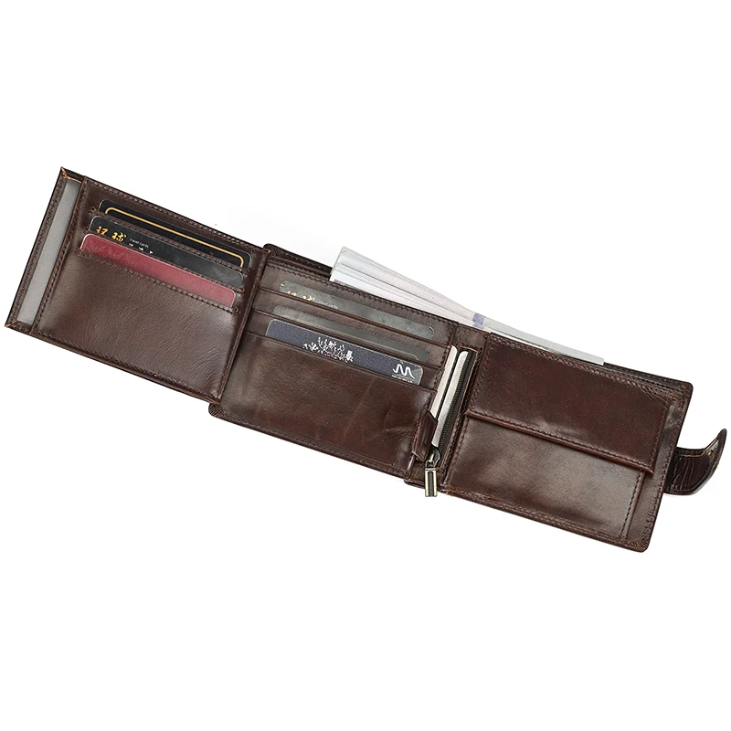Trifold Men's Leather Wallet Genuine Leather Male Short Purse Real Cowhide Man Leather Wallets 3 Folds Card Holder Coin Purse