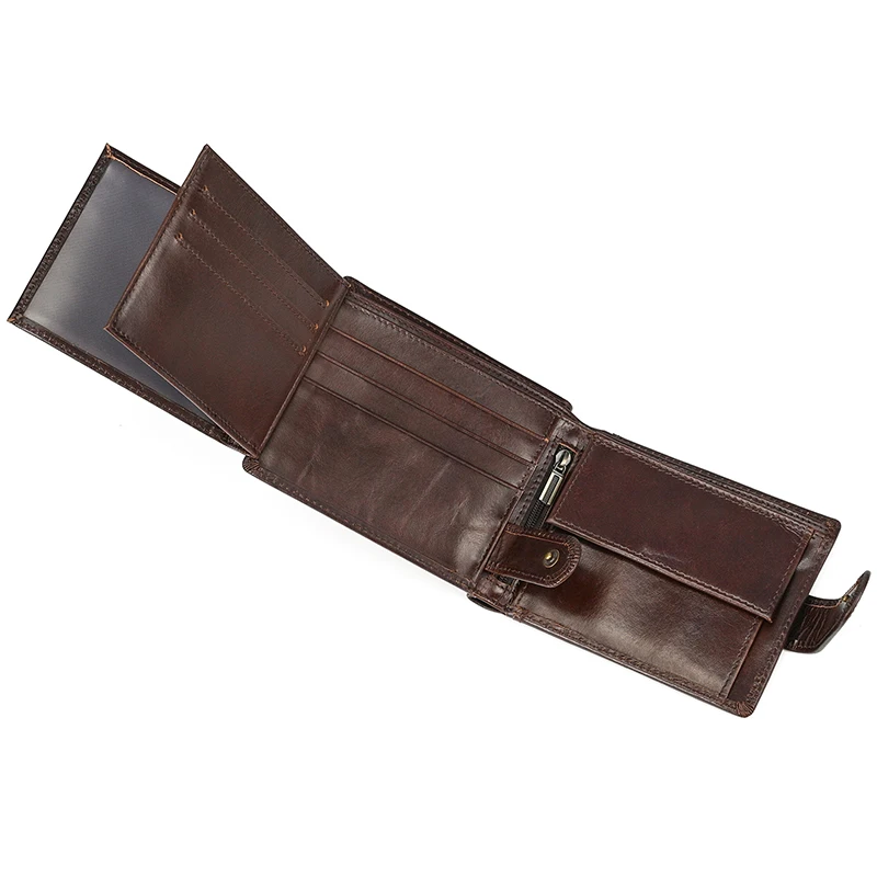 Trifold Men's Leather Wallet Genuine Leather Male Short Purse Real Cowhide Man Leather Wallets 3 Folds Card Holder Coin Purse