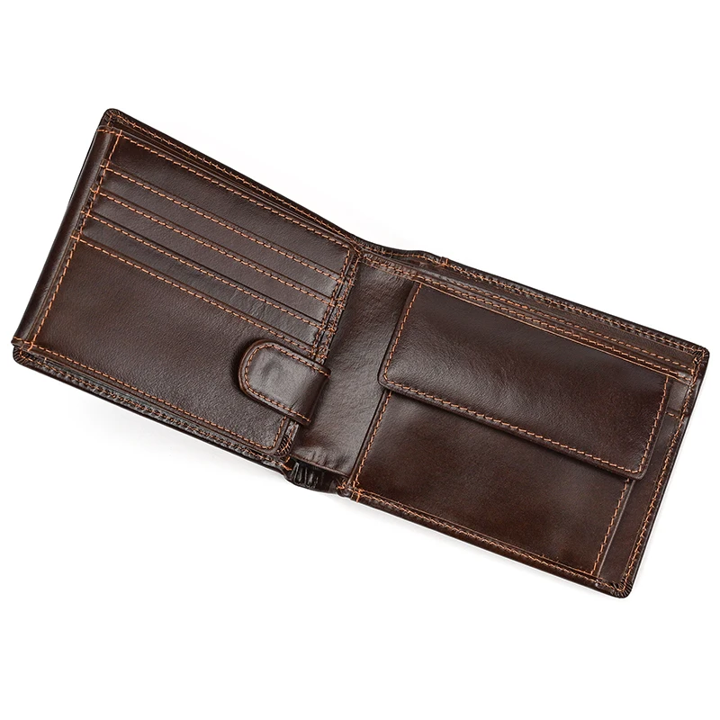 Trifold Men's Leather Wallet Genuine Leather Male Short Purse Real Cowhide Man Leather Wallets 3 Folds Card Holder Coin Purse