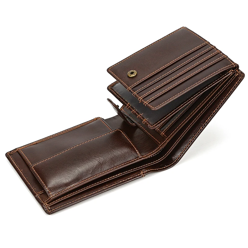 Trifold Men's Leather Wallet Genuine Leather Male Short Purse Real Cowhide Man Leather Wallets 3 Folds Card Holder Coin Purse