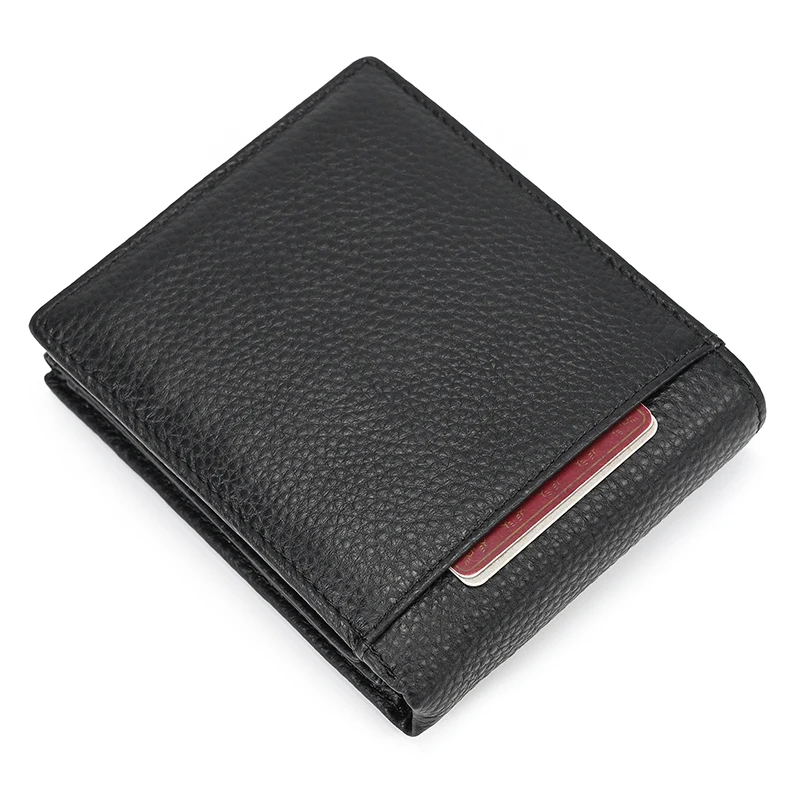 Trifold Men's Leather Wallet Genuine Leather Male Short Purse Real Cowhide Man Leather Wallets 3 Folds Card Holder Coin Purse