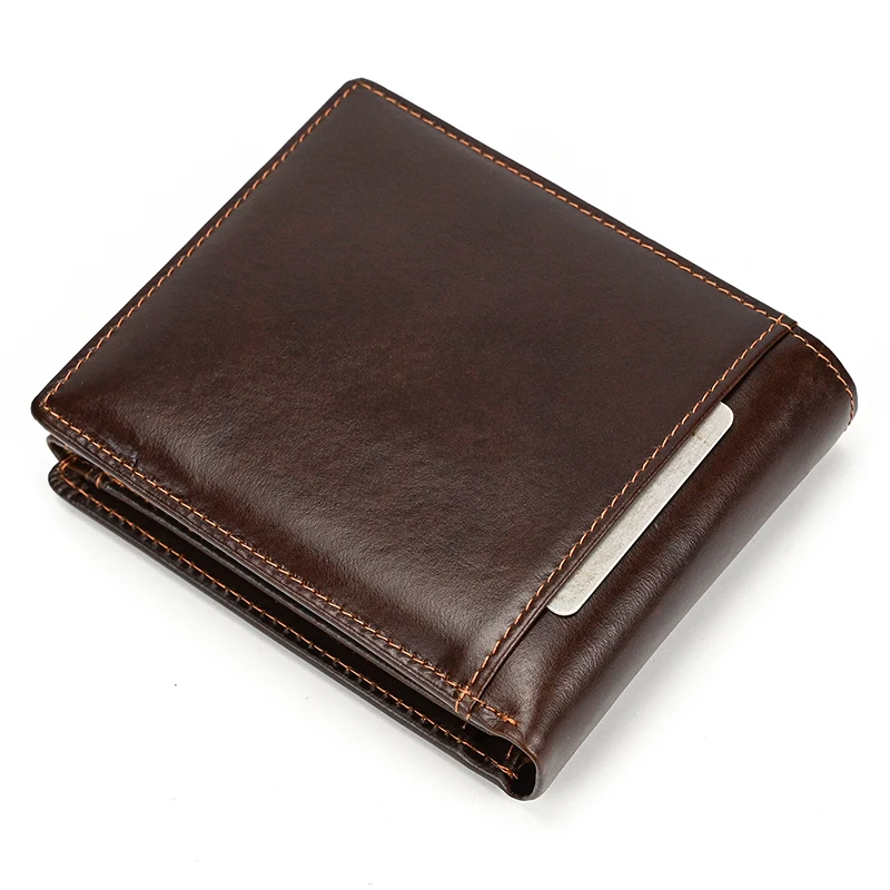 Trifold Men's Leather Wallet Genuine Leather Male Short Purse Real Cowhide Man Leather Wallets 3 Folds Card Holder Coin Purse